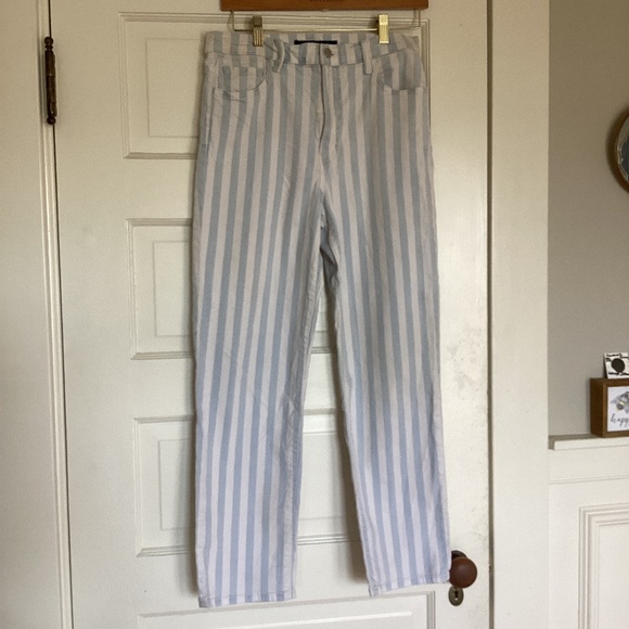 J BRAND JULES HIGH RISE BLUE & WHITE RINSE STRAIGHT SIZE 30 - 27 INCH LENGTH - Picture 1 of 13